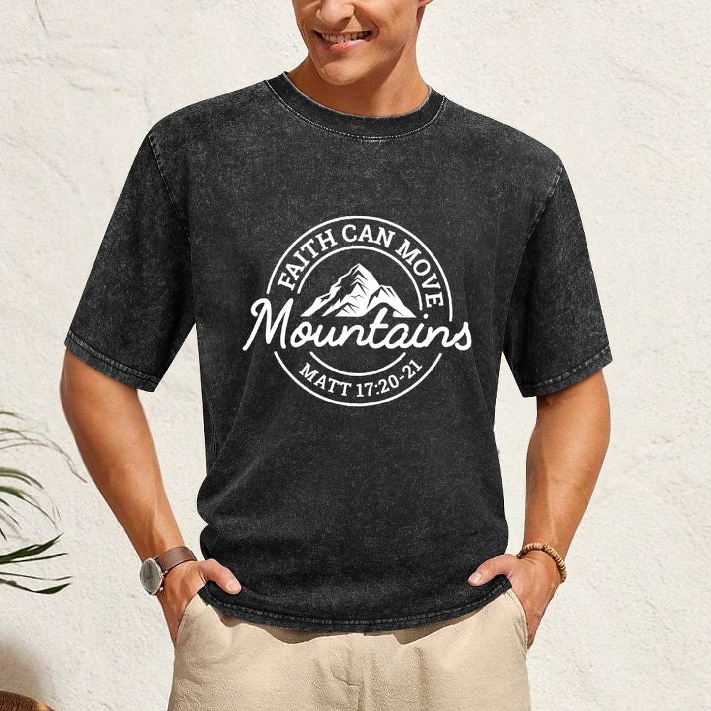 Faith can move mountains - Men's Washed Vintage T-Shirt