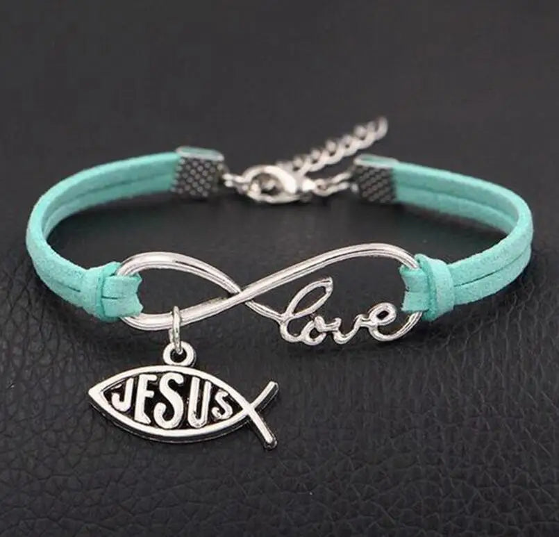 Leather Rope Bracelet (Infinite Love and Jesus)
