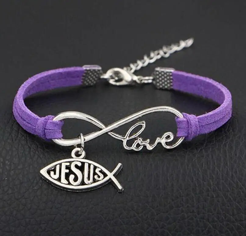 Leather Rope Bracelet (Infinite Love and Jesus)