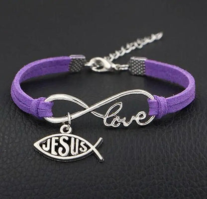 Leather Rope Bracelet (Infinite Love and Jesus)