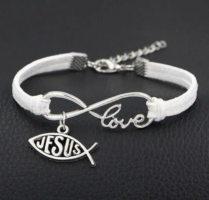Leather Rope Bracelet (Infinite Love and Jesus)