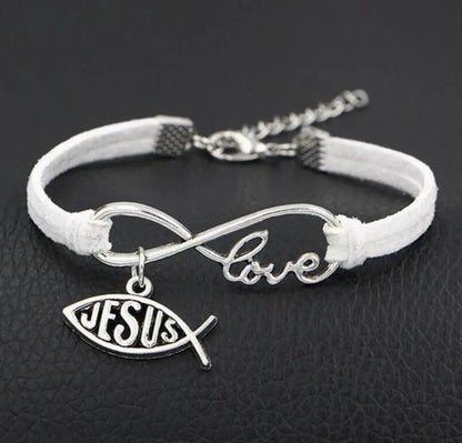 Leather Rope Bracelet (Infinite Love and Jesus)
