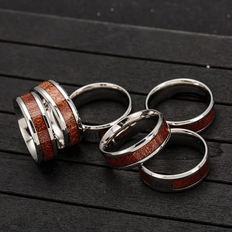 Wood and Steel Men's ring - 8mm wide