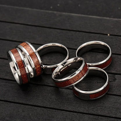 Wood and Steel Men's ring - 8mm wide