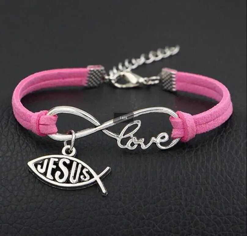Leather Rope Bracelet (Infinite Love and Jesus)