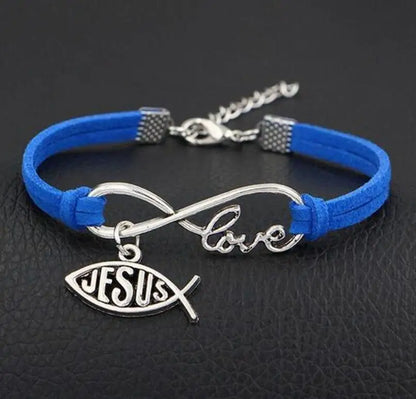 Leather Rope Bracelet (Infinite Love and Jesus)