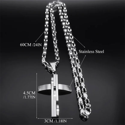 Stainless Steel Cross Pendant and Necklace