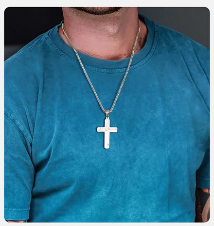 Textured Cross Pendant and Necklace with CZ stone