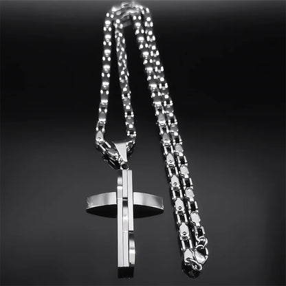 Stainless Steel Cross Pendant and Necklace
