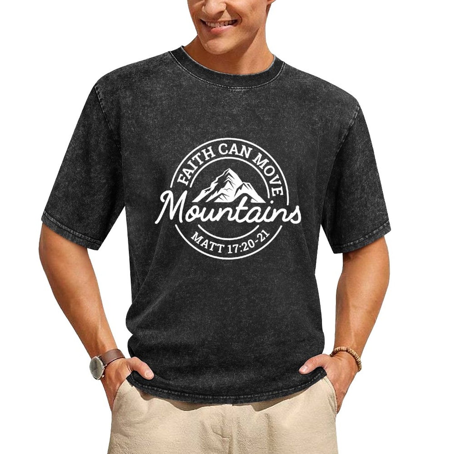 Faith can move mountains - Men's Washed Vintage T-Shirt