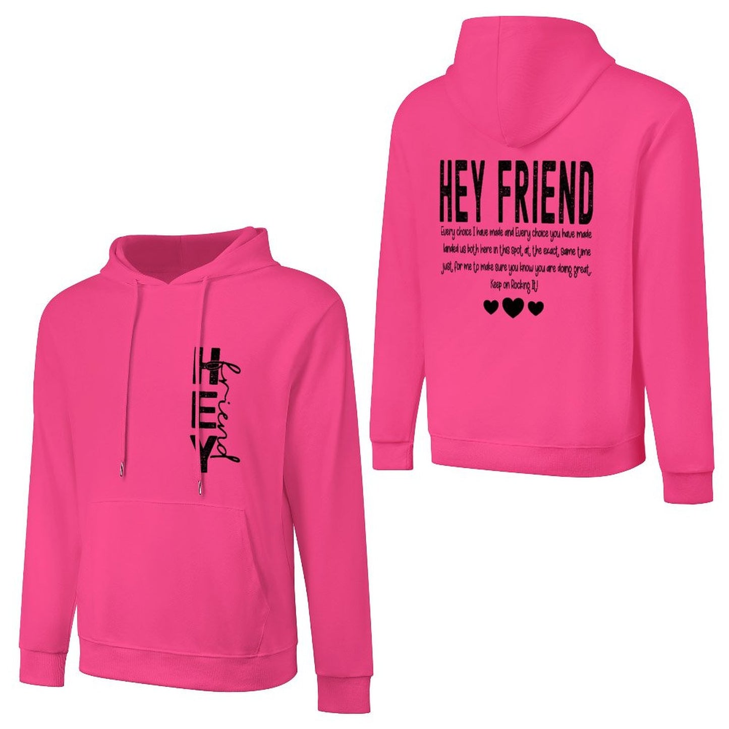 Hey Friend Motivational - Cotton Men's Hoodie with kangaroo pocket (multiple colour options)