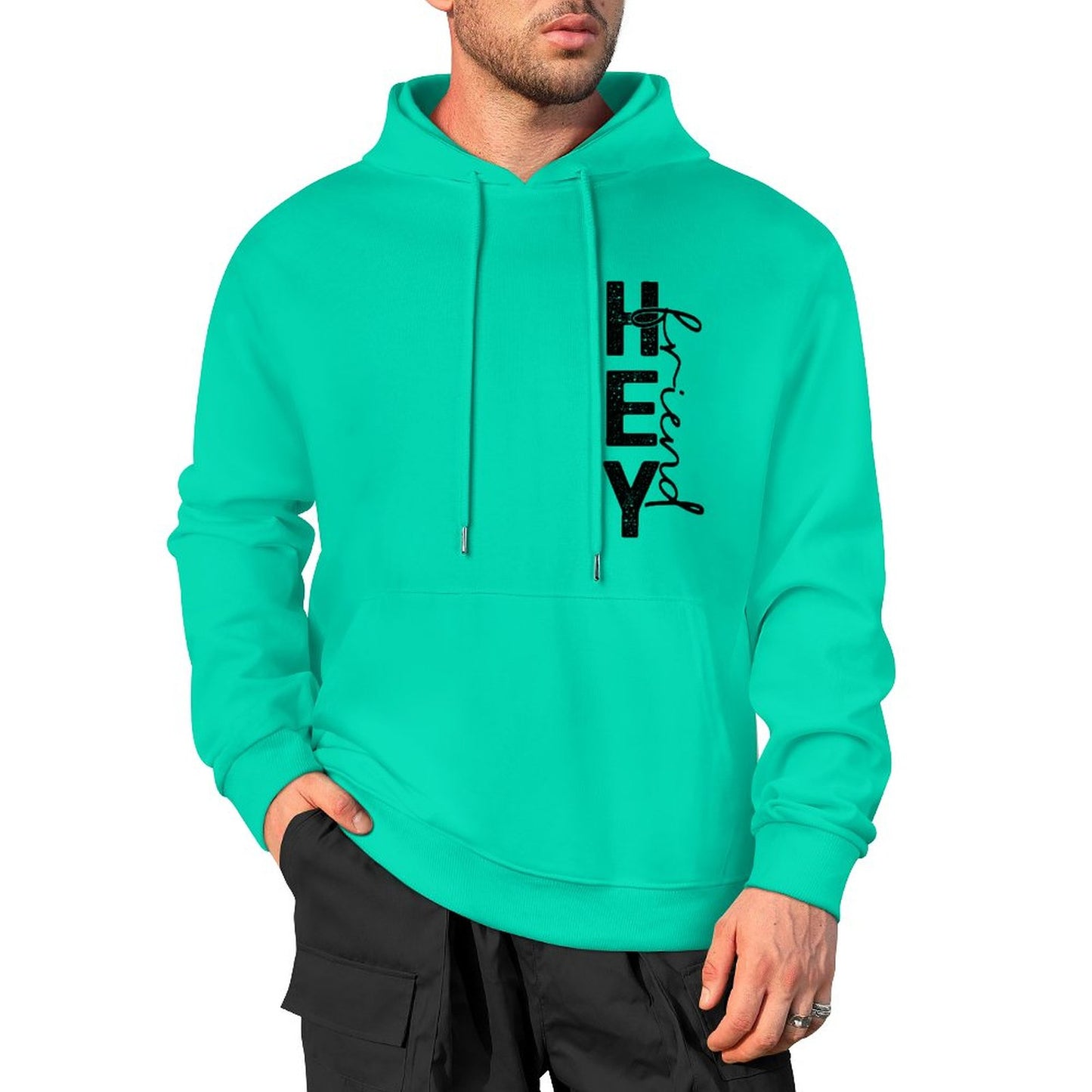 Hey Friend Motivational - Cotton Men's Hoodie with kangaroo pocket (multiple colour options)